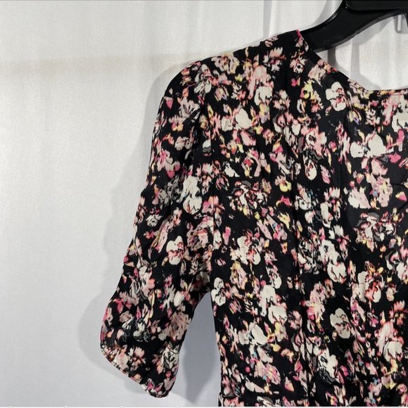 NWT $135 Allsaints [ Small ] Kota Freefall Floral Blouse Black Pink Multi #5312b - Picture 14 of 16